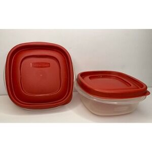 Rubbermaid  Storage Container  Red Lid 1.25 cups Lot Of 2 Made In USA